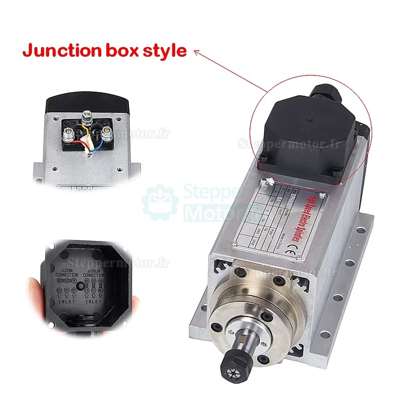 Moteur de broche cnc refroidi par air Huajiang-1.5KW 110V/220V 1,5kW 24000 tr/min, pince ER11/ER16 400hz avec prise aviation